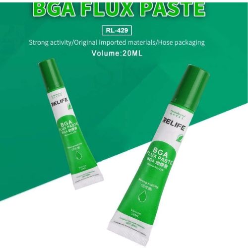 RELIFE RL-429 Hose type BGA Flux Paste is Mobile Phone Maintenance Flux BGA solder paste flux Imported raw materials, Strong Activity 20ML Hose Packaging Original imported materials Relife RL-429 BGA Solder Paste Flux.